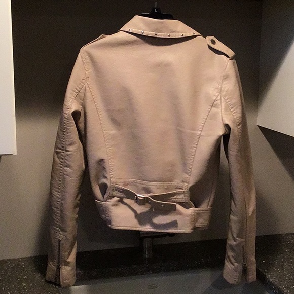 Motto women’s beige biker crop jacket - Picture 2 of 3